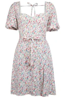 Gladiolus Ditsy Viscose Corset Dress With Puff Sleeves -Corset Story SC 0591