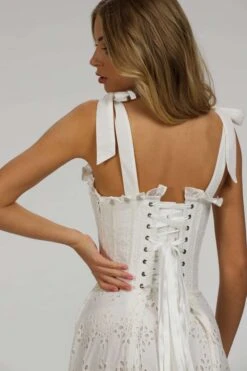 Camelia White Broderie Anglaise Cotton Corset Maxi Dress 17 Camelia White Broderie Anglaise Cotton Corset Maxi Dress -Corset Story SC 064 website 7