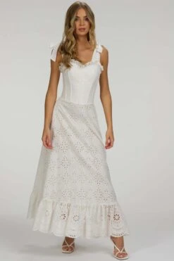 Camelia White Broderie Anglaise Cotton Corset Maxi Dress 16 Camelia White Broderie Anglaise Cotton Corset Maxi Dress -Corset Story SC 064 website 8