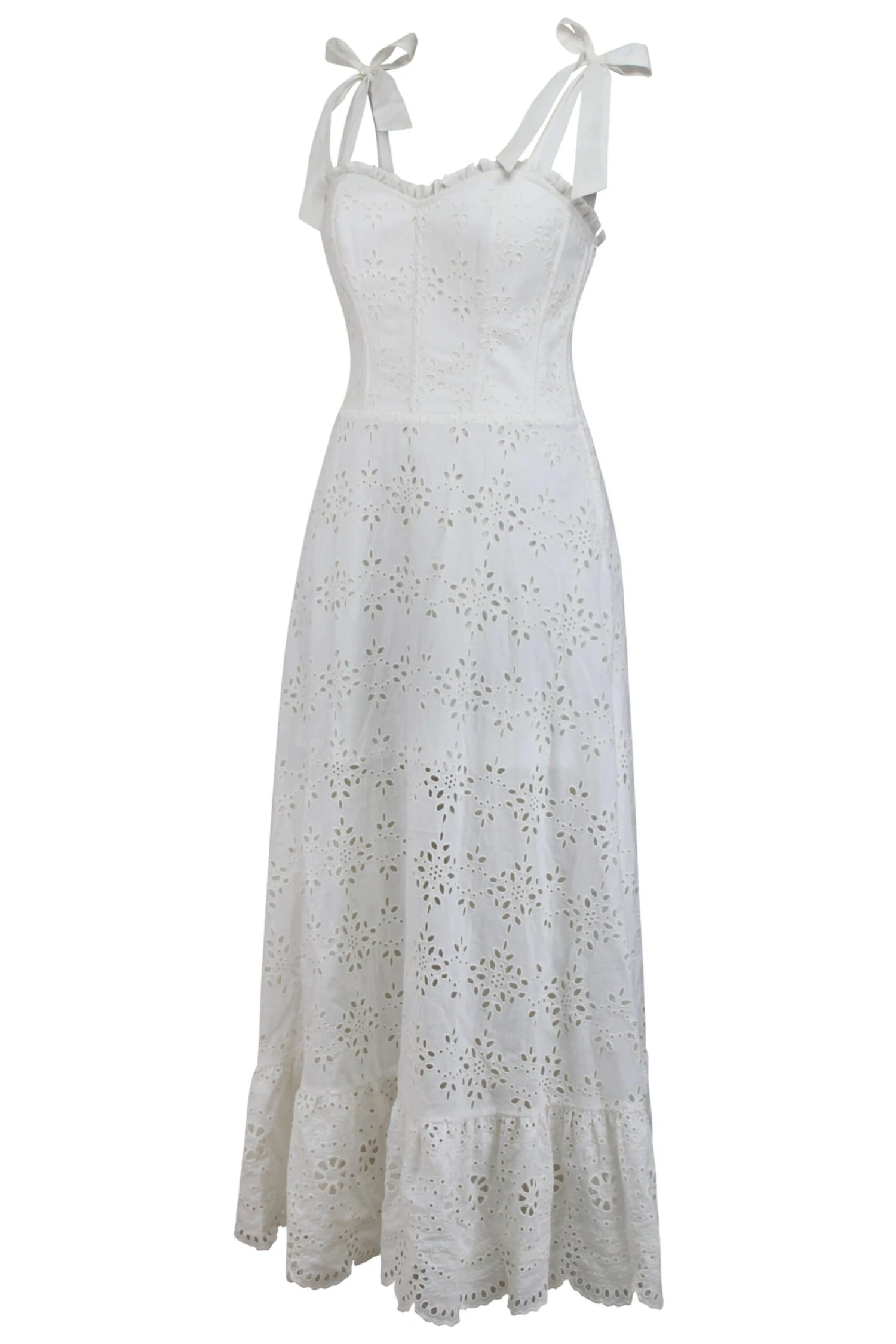 Camelia White Broderie Anglaise Cotton Corset Maxi Dress 9 Camelia White Broderie Anglaise Cotton Corset Maxi Dress - Image 9