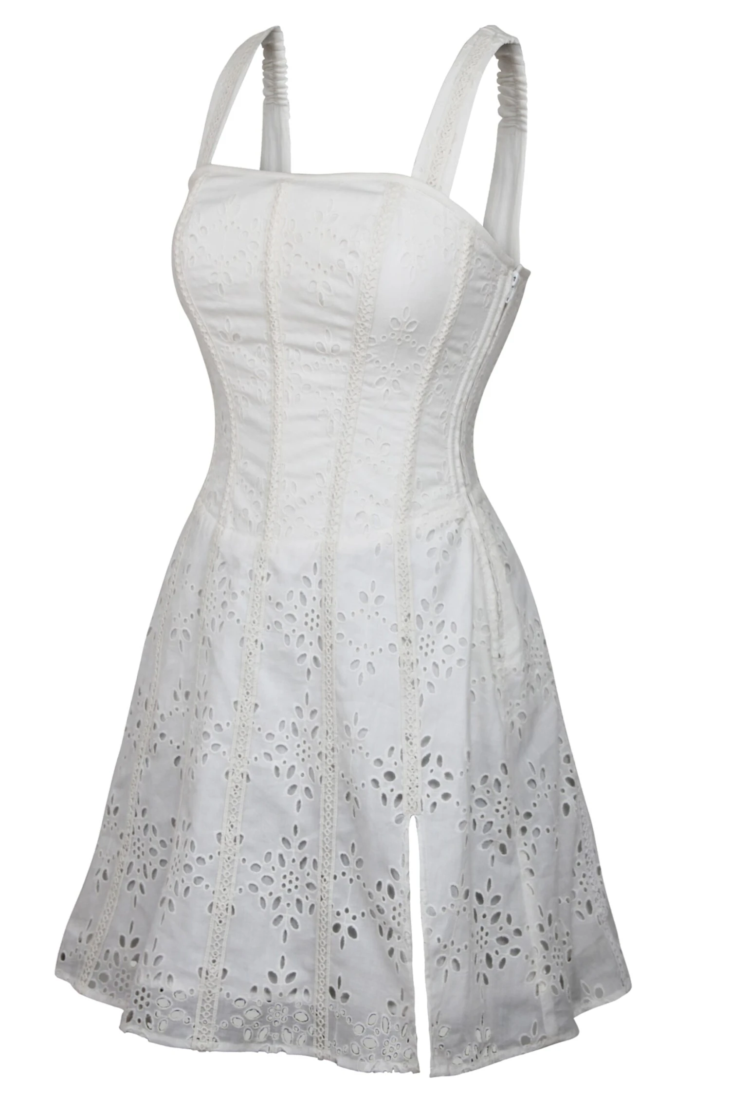 Veronica White Broderie Anglaise Cotton Corset Dress With Straps 2 Veronica White Broderie Anglaise Cotton Corset Dress With Straps - Image 2