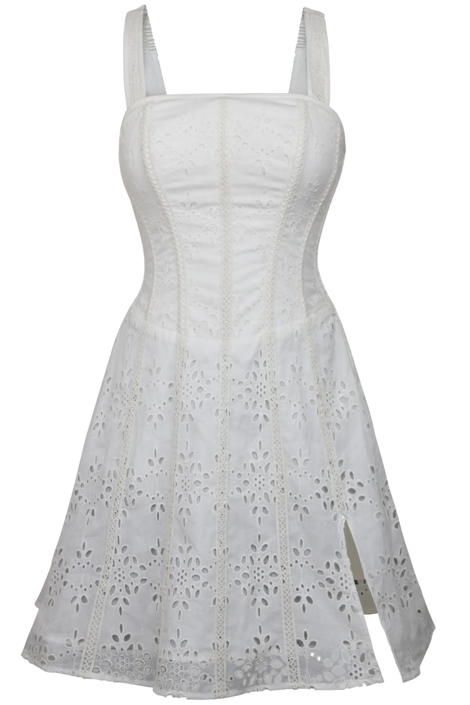 Veronica White Broderie Anglaise Cotton Corset Dress With Straps 1 Veronica White Broderie Anglaise Cotton Corset Dress With Straps
