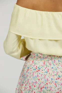 Rosalie Lemon Sorbet Viscose Cropped Bardot Neckline Top -Corset Story SC 075 website 10
