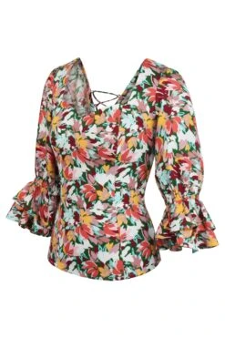 Liana Floral Explosion Viscose Corset-Inspired Backless Top -Corset Story SC 0773