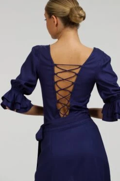 Liana Summer Navy Viscose Corset-Inspired Backless Top -Corset Story SC 079 website 5