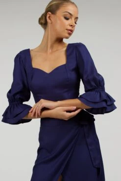 Liana Summer Navy Viscose Corset-Inspired Backless Top