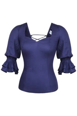 Liana Summer Navy Viscose Corset-Inspired Backless Top -Corset Story SC 0791