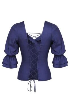 Liana Summer Navy Viscose Corset-Inspired Backless Top -Corset Story SC 0792