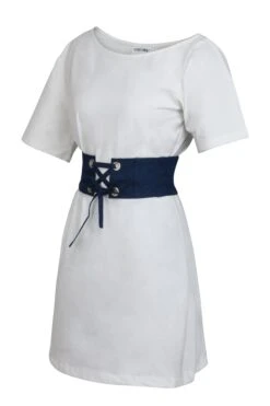 Ione White Jersey Asymmetrical T-Shirt Dress -Corset Story SC 0813