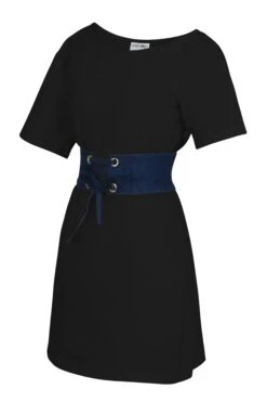 Ione Black Jersey Asymmetrical T-Shirt Dress -Corset Story SC 0823