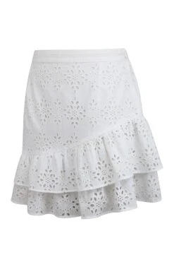 Sammy White Broderie Anglaise Cotton Skirt With Asymmetric Frill -Corset Story SC 0833