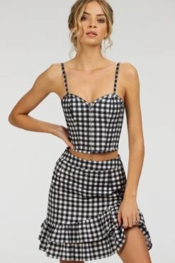 Sammy Black Gingham Cotton Skirt With Asymmetric Frill -Corset Story SC 084 website 12