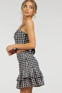 Sammy Black Gingham Cotton Skirt With Asymmetric Frill -Corset Story SC 084 website 14