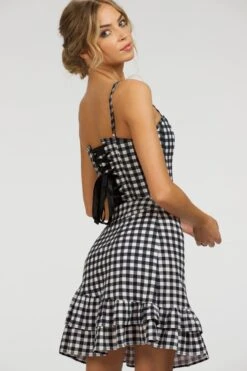 Sammy Black Gingham Cotton Skirt With Asymmetric Frill -Corset Story SC 084 website 16