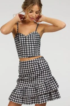 Sammy Black Gingham Cotton Skirt With Asymmetric Frill -Corset Story SC 084 website 18