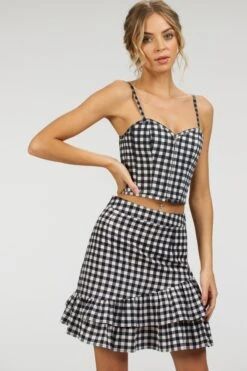Sammy Black Gingham Cotton Skirt With Asymmetric Frill -Corset Story SC 084 website 19