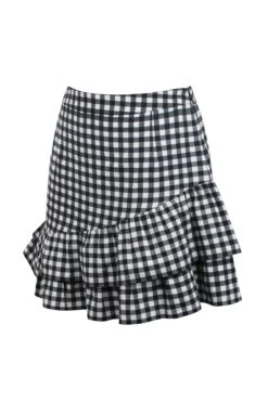 Sammy Black Gingham Cotton Skirt With Asymmetric Frill -Corset Story SC 0843copy