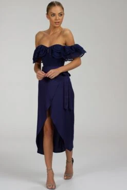 Rosa Summer Navy Viscose Midi Wrap Skirt 22 Rosa Summer Navy Viscose Midi Wrap Skirt -Corset Story SC 088 website 1