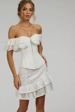 Sammy White Broderie Anglaise Cotton Skirt With Asymmetric Frill -Corset Story SC 088 website 10