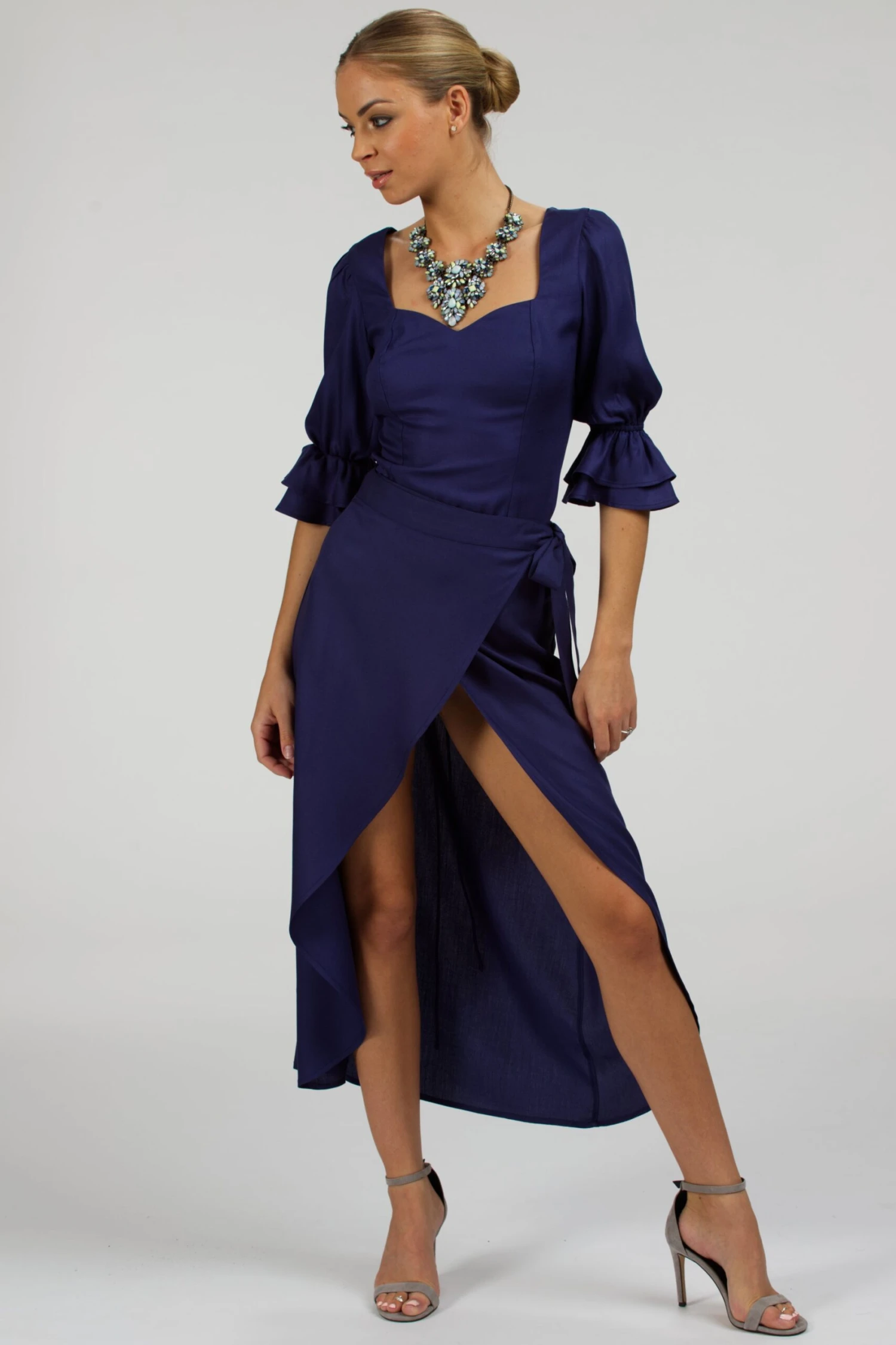 Rosa Summer Navy Viscose Midi Wrap Skirt 5 Rosa Summer Navy Viscose Midi Wrap Skirt - Image 5