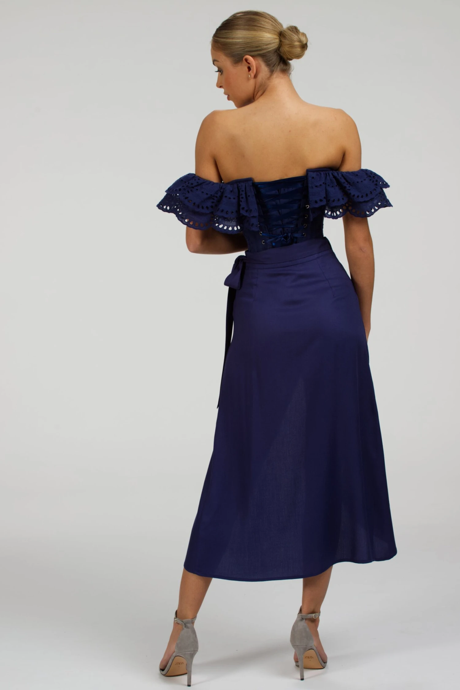 Rosa Summer Navy Viscose Midi Wrap Skirt 12 Rosa Summer Navy Viscose Midi Wrap Skirt - Image 12