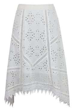 Jasmine White Broderie Anglaise Cotton Handkerchief Skirt