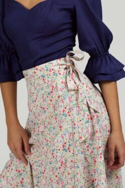 Agapanthus Ditsy Viscose Asymmetric Wrap Skirt -Corset Story SC 092 website 23