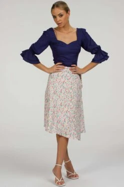 Agapanthus Ditsy Viscose Asymmetric Wrap Skirt -Corset Story SC 092 website 24