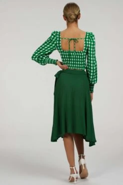 Agapanthus Heritage Green Rayon Asymmetric Wrap Skirt -Corset Story SC 093 website 14