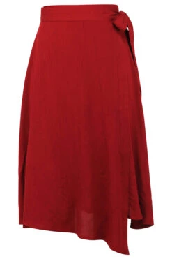Agapanthus Red Rust Rayon Asymmetric Wrap Skirt