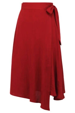 Agapanthus Red Rust Rayon Asymmetric Wrap Skirt -Corset Story SC 0953