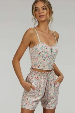 Calla Ditsy Viscose Elasticated Paperbag Shorts