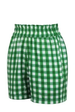 Calla Gingham Green Viscose Elasticated Paperbag Shorts -Corset Story SC 1023