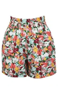 Calla Floral Explosion Viscose Elasticated Paperbag Shorts