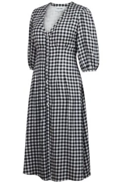 Rosemary Black Gingham Viscose Shirt Dress With Corset-Inspired Lacing -Corset Story SC 113 side