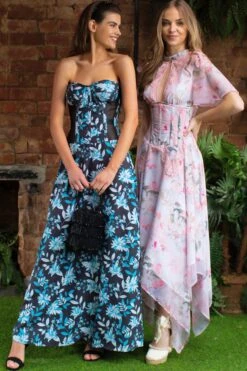 Floral Pink Full Steel Boned Corset Dress -Corset Story SDS011 6