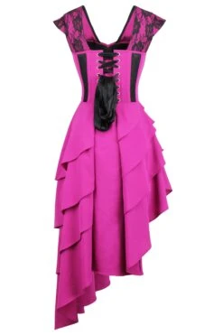 Magenta Mesh & Lace Corseted Dress -Corset Story SDS013 2