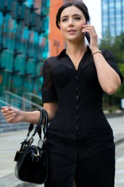 Black Corset Shirt Dress -Corset Story SDS020 September 2020 website 8