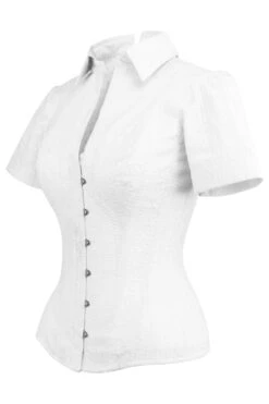Short Sleeved White Cotton Corset Shirt -Corset Story SST005 1