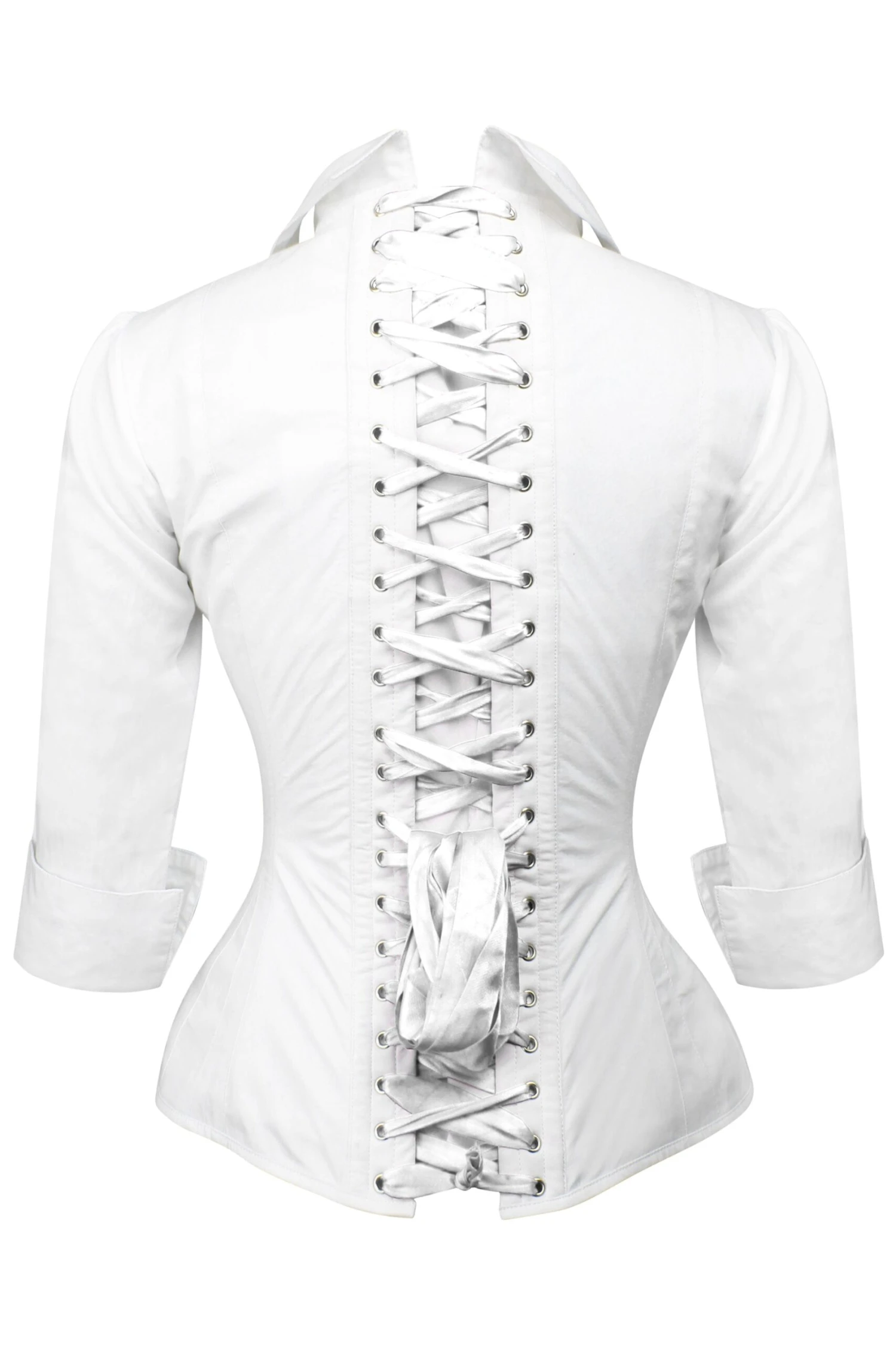 Full Steel Boned White Corset Shirt 2 Full Steel Boned White Corset Shirt - Image 2