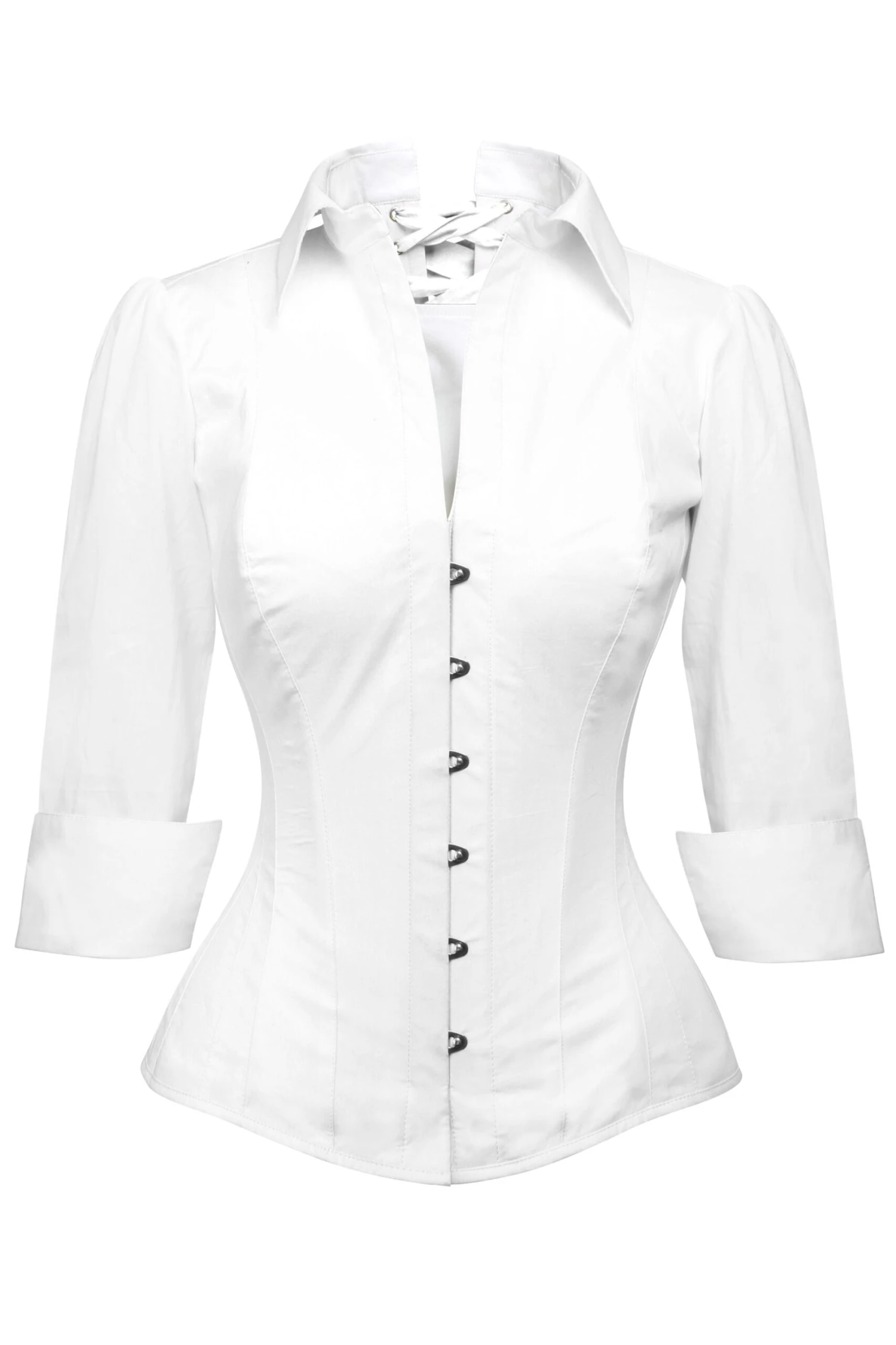 Full Steel Boned White Corset Shirt 3 Full Steel Boned White Corset Shirt - Image 3