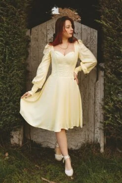 Sunflower Lemon Sorbet Corset Dress With Long Sleeves -Corset Story Sunflower1