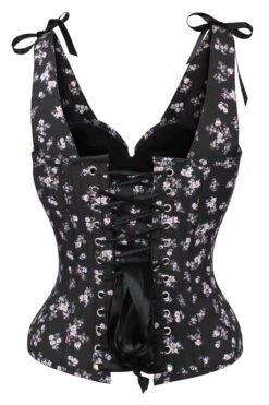 Dark Ditsy Floral Corset Top With Bow Detail -Corset Story TYS5163