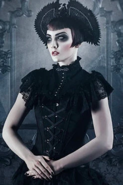 Vintage Inspired Overbust With Angled Panels And Shoulder Straps 20 Vintage Inspired Overbust With Angled Panels And Shoulder Straps -Corset Story VICSFA1011JBK CustomerPic July2021