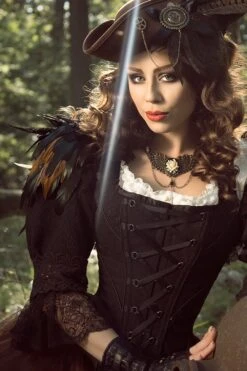 Vintage Inspired Overbust With Angled Panels And Shoulder Straps 23 Vintage Inspired Overbust With Angled Panels And Shoulder Straps -Corset Story VICSFA1011JJBK 3