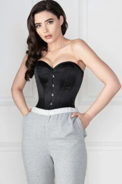 Black Waist Training Overbust Corset -Corset Story WT 004 1
