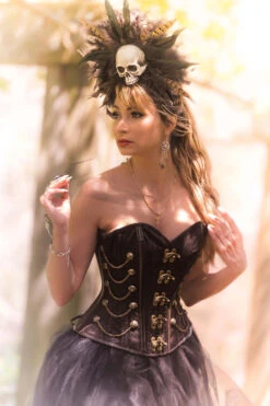 BROWN WAIST TAMING STEAMPUNK CORSET WITH CHAINS -Corset Story WTS220 Customerpic June2021 1