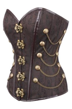 BROWN WAIST TAMING STEAMPUNK CORSET WITH CHAINS -Corset Story WTS2203