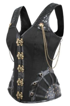 Black Steampunk Overbust With Shoulder Straps -Corset Story WTS2243