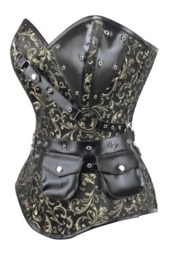 Black And Gold Longline Steampunk Corset -Corset Story WTS2303